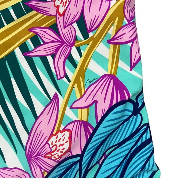 Trina Turk Plus Multicolor One Shoulder Asymmetric One‎ Piece Swimsuit 18W - Picture 4 of 10